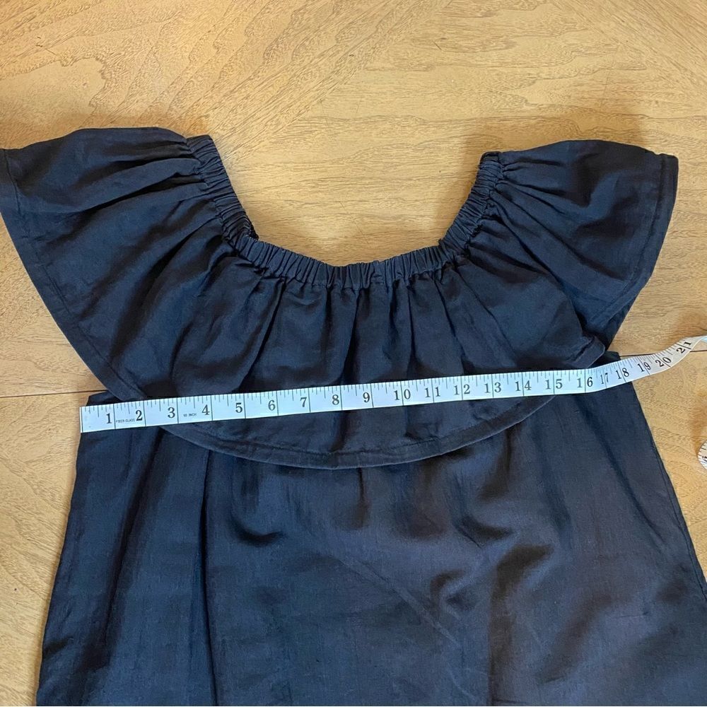 Line & Dot Black Concorde Ruffle Mini Linen Dress Size Large - Picture 8 of 10